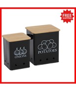 Durable Onion and Potato Storage Tins Set of 2 - Stylish Kitchen Organizers - $78.94 CAD