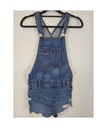 American Eagle Shortall&#39;s XS Womens Overalls Medium Wash Distressed Bottoms - £17.61 GBP