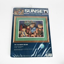 Sunset Cross Stitch Kit My Favorite Bears By Anna Krajewski 13669 Sealed USA - £98.79 GBP