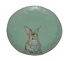 4 Inhomestylez Embossed Shiny Easter Bunny Green Matte Finish Hvy Dinner Plates - £51.94 GBP