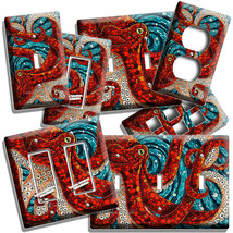 RED OCTOPUS OCEAN WORLD ABSTRACT MOSAIC LIGHT SWITCH OUTLET WALL PLATE A... - $8.99+