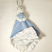 Baby Connection blue Bunny rabbit Lovey security blanket plush satin white toy - £31.90 GBP