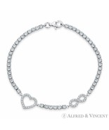 Heart &amp; Infinity Charm CZ Crystal 925 Sterling Silver w/ Rhodium Tennis ... - $50.05 CAD