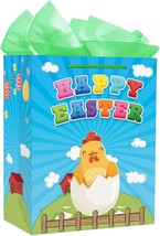 Happy Easter Gift Bags with Handles and Tissue Paper for Kids 11.5&quot; Larg... - £16.47 GBP