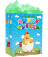 Happy Easter Gift Bags with Handles and Tissue Paper for Kids 11.5&quot; Larg... - £16.55 GBP