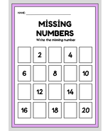 missing numbers from 1 to 20 - $5.00