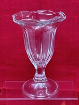 Ice Cream Parlor Sundae Glasses Clear Footed Parfait Vintage 6&quot; High Hexagon Cup - £7.77 GBP