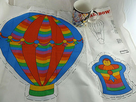 Allen Designs Colorful Owl &amp; Hot Air Baloon New Bone Coffee Mug + 45X17&quot; Fabric - £10.74 GBP