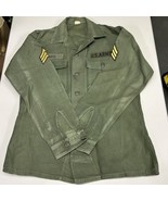 Vintage 60s US Army OG-107 Sateen Shirt Sz 15.5 Vietnam Era Patch - $34.60