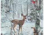 26&quot; X 44&quot; Panel Winter Tales Deer Wildlife Scenic Cotton Fabric Panel D5... - $11.52