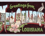 Grande Lettera Greetings From Nuovo Orleans Louisiana La Unp Lino Cartol... - $7.13