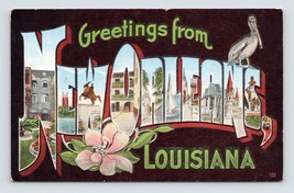 Grande Lettera Greetings From Nuovo Orleans Louisiana La Unp Lino Cartolina N8 - £5.59 GBP