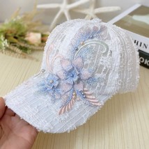 Mesh Breathable Summer Thin Cap Female Handmade Flower Baseball Cap Sun Protecti - £11.00 GBP