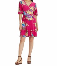 Lauren Ralph Lauren Pink Floral Faux Wrap Valayna Dress Size 8 NWT - £52.51 GBP