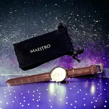 Maestro Watches The Classico With Brown Leather Band And Pouch Nwt Rv $165 - £39.55 GBP