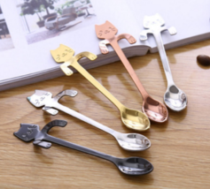 Cross-border 304 Stainless Steel Spoon Cartoon Cat Handle Hanging Coffee Spoon - £8.45 GBP+