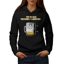 Wellcoda Glass Always Full Beer Womens Hoodie, Theory Casual Hooded Sweatshirt - £28.85 GBP