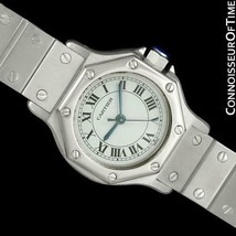 Cartier santos octagon women&#39;s ss watch stainless steel-mint with warranty - £2,200.63 GBP