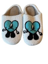 Bad Bunny Blue Heart Soft Cozy Comfortable Fuzy Thick Bottom Cartoon Slippers - £15.47 GBP