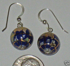 Earth Small 10MM World Inlay Gemstone Jasper Globe 925 Sterling Silver Earrings - £10.33 GBP
