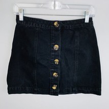 Boohoo Women&#39;s 6 Black Denim Button Down Front Pencil Skirt - £13.78 GBP