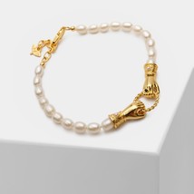 Amorita Boutique Natural Pearl Hand Pendant Gold-Plated Strand Bracelet Fashion  - £42.31 GBP