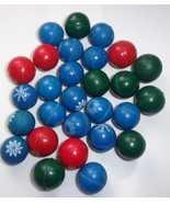 Vintage 28 Green Red &amp; Blue With Snowflakes Medium Size Bouncy Balls  - $8.21 CAD