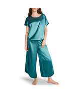 BB Dakota Moss Green Satin 2-Piece Short Sleeve &amp; Pant Lounge Set L - $603.76 MXN