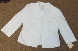 Womens Blazer Covington White Long Sleeve Button Front Jacket-size 10 - £21.65 GBP