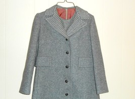 Vintage Suit Grey Wool Dress and Coat Set 2 Piece Suit For Women Houndstooth Sui - $150.00