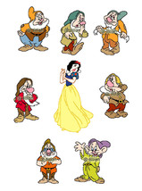 8 Sets Princess SNOW WHITE &amp; 7 DWARFS Cross Stitch Pattern Patterns - £15.59 GBP