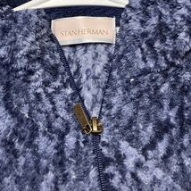 Stan Herman Womens Textured Blue Lightweight Fleece Zip up Jacket Medium - $12.47