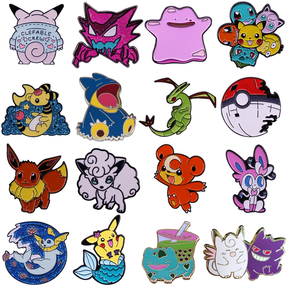  badges brooches for clothes backpack hats cartoon pins pocket monster brooches jewelly thumb200