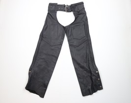 Vintage 90s Streetwear Mens XS Distressed Braided Leather Motorcycle Chaps Pants - $79.15