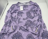Liz Claiborne Blouse Women&#39;s Small Purple Paisley Print Square Neck Long... - $34.64