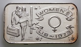 1973 Women&#39;s Lib JUST MARRIED By Ceeco Mint 1 oz. Silver Art Bar - $86.03