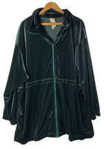 Roamans 2X Velour Jacket Green Velvet Full Zip Soft Cozy Lounge Wear Womens - $37.09