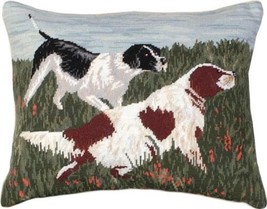 Pillow Throw Needlepoint Springers Dog Spaniel 16x20 20x16 Cotton Velvet Back - £235.14 GBP