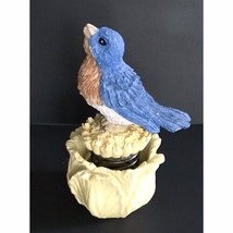 Bouncy Bobble Bluebird Figurine Bird On Spring In Yellow Flower Collectible - $8.91