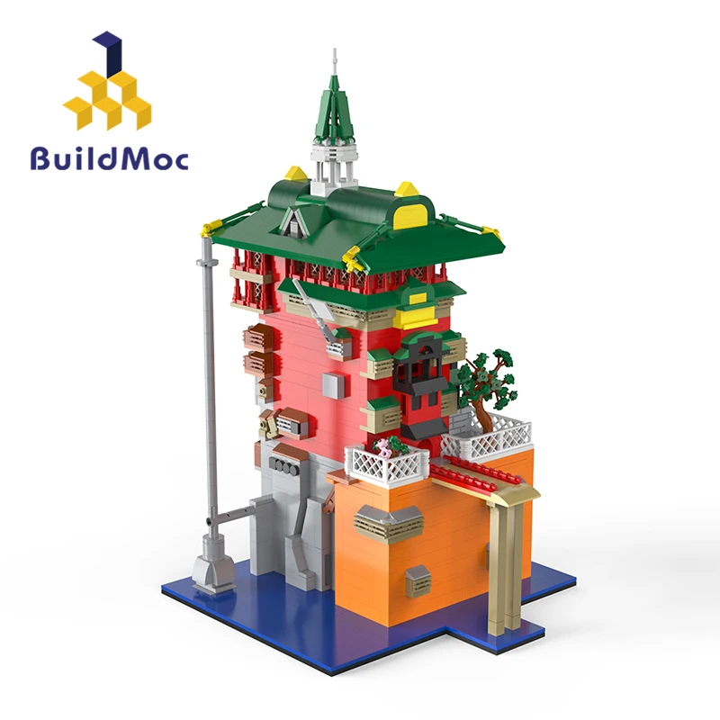 BuildMoc MOC Yubaba Hot Spring House Building Blocks Japan Movie City - £173.79 GBP
