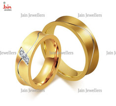14Kt, 18Kt Solid Yellow Gold CZ His &amp; Her Wedding Couple Frost Band Rings 2 Pcs - £1,091.07 GBP+
