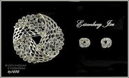 Eisenberg Ice Rhinestone Love Knot Pin and Earrings (#J1070) - £63.94 GBP