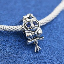 2020 Mother&#39;s Day Release 925 Sterling Silver Wise Owl Graduation Dangle Charm  - £13.91 GBP