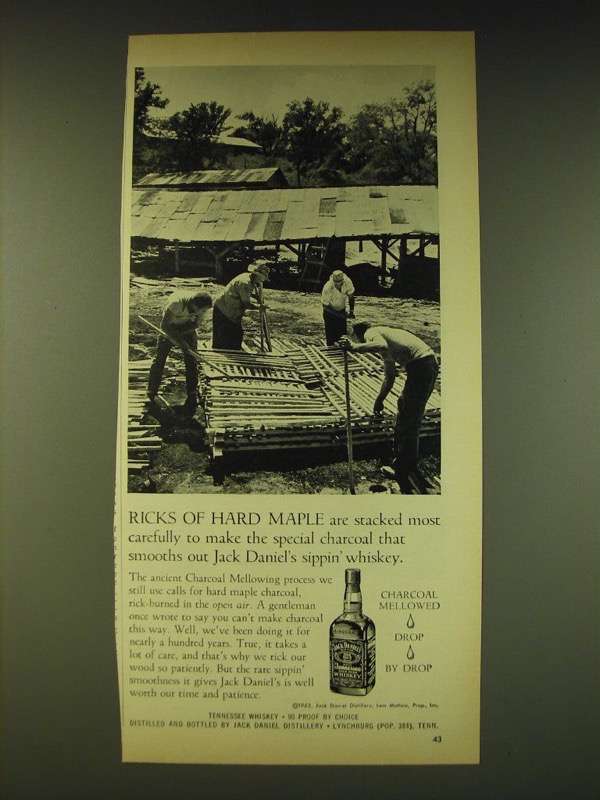 1964 Jack Daniel's Whiskey Ad - Ricks of hard maple are stacked most carefully - $18.49