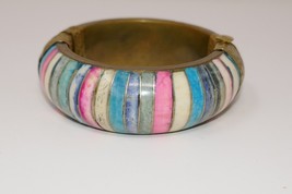 Colorful Brass Pull Pin Hinged Bangle Bracelet - £59.94 GBP