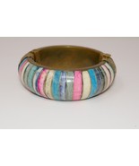 Colorful Brass Pull Pin Hinged Bangle Bracelet - $1,427.77 MXN