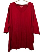 New! Woman Within Perfect V-Neck Tee Size 4X (34/36) Red - $12.86