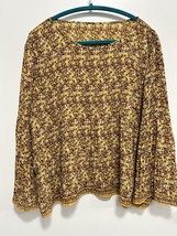Women’s Fall Blouse Size L With Round Collar And Beautiful Fall Colors - $11.29