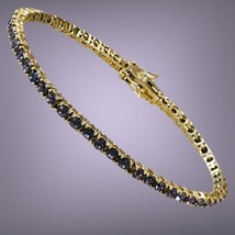 JOAN RIVERS Swarovski Crystal Purple Amethyst 14K Gold Plated Tennis Bracelet - £30.72 GBP