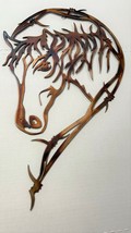 Barbed Wire Horse Head Metal Wall Art Décor 21&quot; x 12 3/4&quot; Left Facing - £42.50 GBP